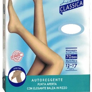 SAUBER AUTOREGGENTE OPEN TOE MAGLIA MICRORETE 70 DEN COLORE NEUTRO BEIGE TAGLIA 5 LINEA CLASSICA