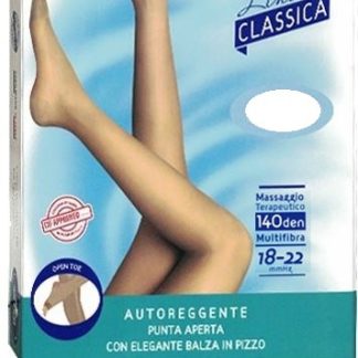 SAUBER AUTOREGGENTE OPEN TOE MAGLIA LISCIA 140 DEN COLORE NEUTRO BEIGE TAGLIA 5 LINEA CLASSICA