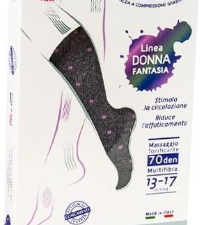 SAUBER CALZA DONNA FANTASIA FILATO Q-SKIN 70 DEN GRIGIO POIS ROSA TAGLIA P PROMO