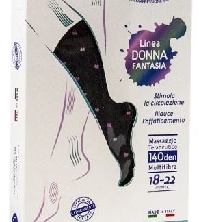 SAUBER CALZA DONNA FANTASIA FILATO Q-SKIN 140 DEN NERO POIS BIANCO ROSA CICLAMINO TAGLIA M PROMO