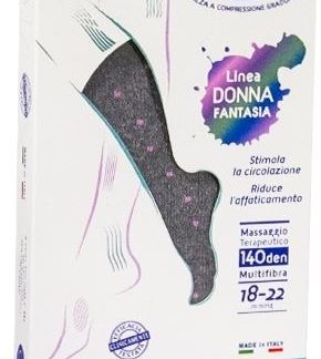 SAUBER CALZA DONNA FANTASIA FILATO Q-SKIN 140 DEN GRIGIO POIS ROSA TAGLIA M PROMO