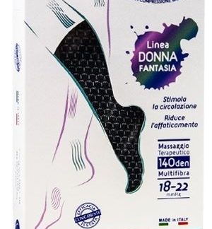 SAUBER CALZA DONNA FANTASIA FILATO Q-SKIN 140 DEN NERO MINI SCACCO BIANCO TAGLIA G PROMO