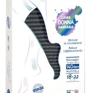 SAUBER CALZA DONNA FANTASIA FILATO Q-SKIN 140 DEN NERO RIGA FITTA GRIGIA TAGLIA P PROMO