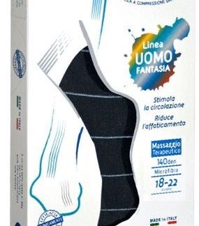 SAUBER CALZA UOMO FANTASIA Q-SKIN 140 DEN BLU RIGA SOTTILE GHIACCIO TAGLIA M