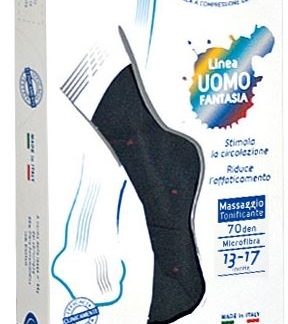 SAUBER CALZA UOMO FANTASIA Q-SKIN 70 DEN BLU POIS ROSSI TAGLIA M