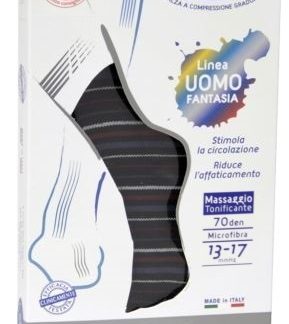 SAUBER CALZA UOMO FANTASIA Q-SKIN 70 DEN BLU RIGA BIANCA DENIM BORDEAUX TAGLIA G PROMO