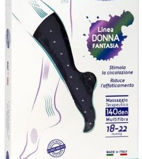 SAUBER CALZA DONNA FANTASIA FILATO Q-SKIN 140 DEN JEANS POIS BIANCHI TAGLIA M PROMO