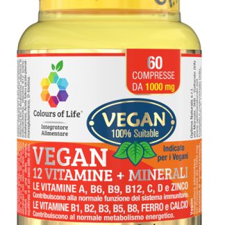 COLOURS OF LIFE VEGAN 12 VITAMINE + 3 MINERALI 60 COMPRESSE