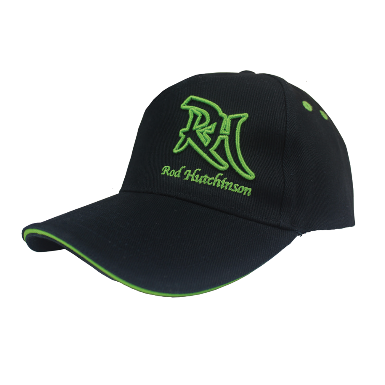 Rod Hutchinson Baseball Cap Black Green Trim