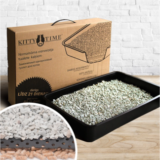 Kitty Time vienreizējās lietošanas kaķu tualete ar pildvielu, komplekts 21 dienai