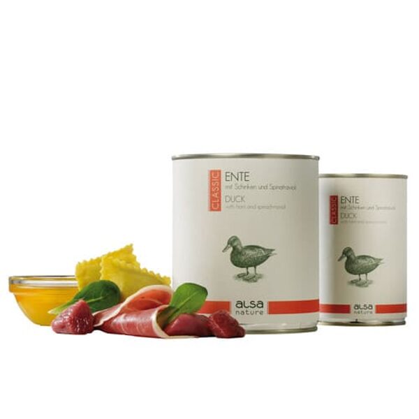 ALSA NATURE Duck, Ham, Sach - Ravioli, Ar Pīles Gaļu, Šķiņķi, Sāti 800 G