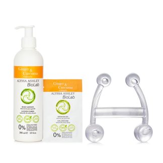 Alyssa Ashley F9FF5BEE16222BGS ALYSSA ASHLEY - Biolab Ginger & Curcuma Extract Body Lotion + Shower Gel + Massager 3pcs