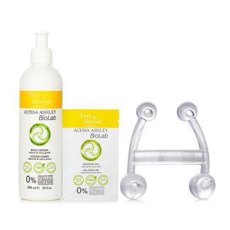 Alyssa Ashley 0BBABBEE68BF54GS ALYSSA ASHLEY - Biolab Tiare & Almond Body Lotion + Shower Gel + Massager 3pcs