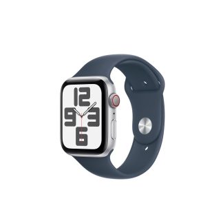 Apple B1B02HL828FF53GS Apple Watch SE (2nd Gen) 40mm GPS + Cellular Silver Aluminium Case with Storm Blue Sport Band (S/M)