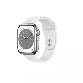 Apple D0B29HL25854C7GS Apple Watch Series 8 45mm GPS+Cellular Silver Aluminium Case with White Sport Band