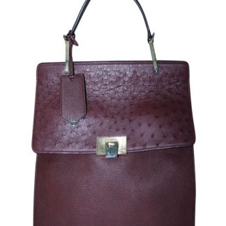 BALENCIAGA 62EB8AC8677216GS BALENCIAGA Burgundy Ostrich Leather Handbag