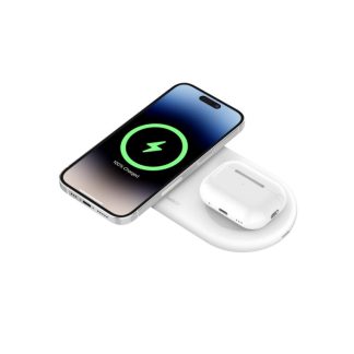 Belkin 45306HL7413455GS Belkin BoostCharge Pro 2-In-1 Magnetic Charging Pad with Qi2 15W (White)