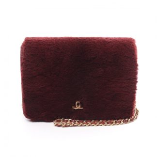 Chanel 752D0AC55DD1E7GS Chanel coco mark chain wallet rabbit fur Bordeaux gold hardware
