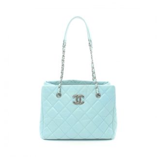 Chanel A1AD5AC4415992GS Chanel matelasse chain shoulder bag chain tote bag leather Light blue antique silver hardware Wrinkle processing