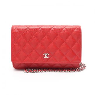 Chanel DD93AACB552BC6GS Chanel matelasse chain wallet Caviar skin Red silver hardware
