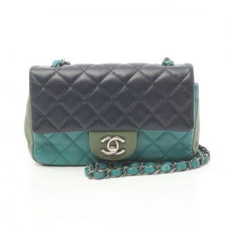 Chanel 85C38AC6D7CAC3GS Chanel mini matelasse 20 chain shoulder bag lambskin Navy Emerald green Khaki green antique silver hardware