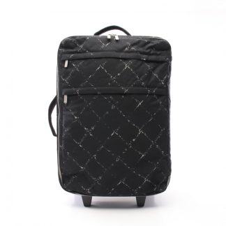 Chanel 1DB85AC74413E6GS Chanel old travel line carry case suitcase Nylon black white silver hardware