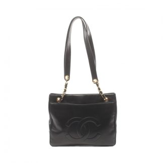 Chanel 03DF9AC5F4E335GS Chanel coco mark chain shoulder bag chain tote bag lambskin black gold hardware vintage