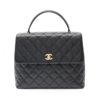 Chanel 13A68AC3D33FA9GS Chanel matelasse top handle Handbag Caviar skin black gold hardware