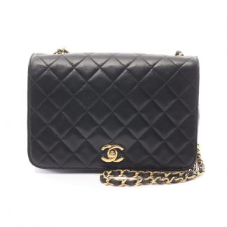 Chanel EE89CAC5E4D158GS Chanel matelasse full flap chain shoulder bag lambskin black gold hardware vintage