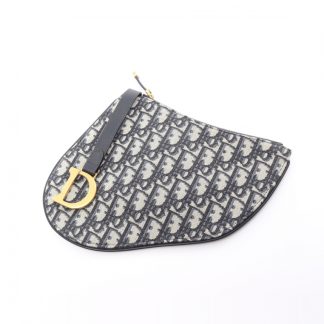 Christian Dior CFD6EAC58B22C2GS Christian Dior saddle Clutch bag canvas leather Navy off white