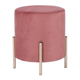 DILAS HOME EDC1EHL89E59EAGS Gold Velvet Pouf with Stand (Pink)