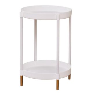 DILAS HOME 2517EHLFC73F7AGS 2-tier Gold Stand Bedside Coffee Table (White)