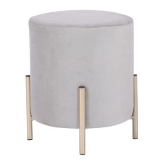 DILAS HOME 6287BHL772A2DEGS Gold Velvet Pouf with Stand (Grey)