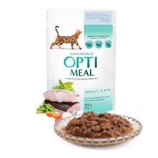 Optimeal – konservi kaķiem ar mencu un dārzeņiem želejā 85g