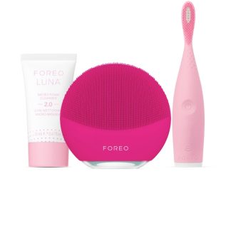 FOREO 28043BE38FEF08GS [BEAUFEST EXCLUSIVE] LUNA 3 mini Fuchsia+ LUNA Micro-Foam Cleanser 2.0 20ML + ISSA play Pearl Pink Bundle