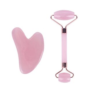 Glamorbit F027FBEA4CA9D4GS Guasha Jade Face Roller Set
