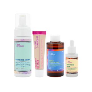 Good Molecules 9EE87BE577F7C2GS Good Molecules Breakout & Pores Bundle(4 pcs set - Acne Foaming Cleanser: 148 ml, Glycolic Exfoliating Toner: 120 ml, Niacinamide Serum: 30 ml, BHA Clarify Gel Cream: 30 ml)