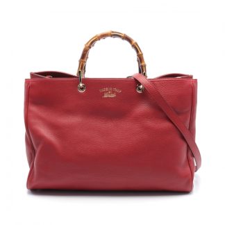 Gucci A03C3AC337D6C4GS Gucci bamboo shopper Handbag tote bag leather Red 2WAY