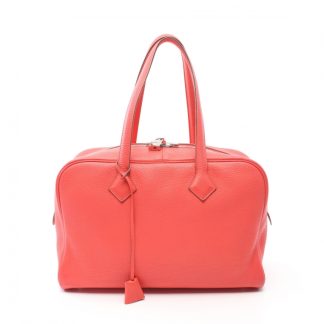 Hermès 3CE76AC6EF0AC9GS Hermès victoria 35 rose jaipur Handbag tote bag Clemence leather Pink red silver hardware □ R stamp