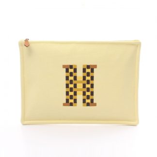 Hermès 0B5F0AC5ED8927GS Hermès H Tissage Pouch toile ash Light yellow multicolor silver hardware