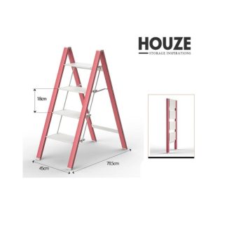 HOUZE FCD99HL6E1DD65GS HOUZE ELLE 4-Tier Foldable Aluminum Step Ladder(Champagne Pink)
