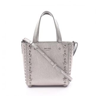 Jimmy Choo 0DE44AC060BA7BGS Jimmy Choo MINI PEGASI Handbag metallic leather Silver star studs 2WAY