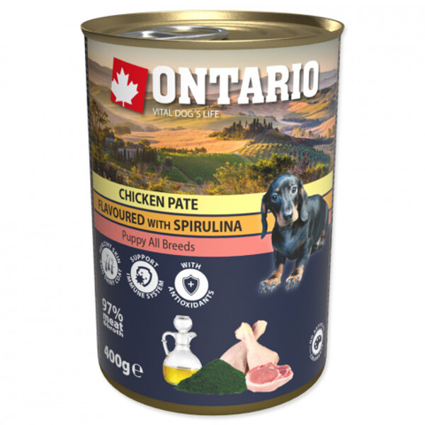 Ontario Puppy Chicken Pate, Spirulina and Salmon oil, 400 g