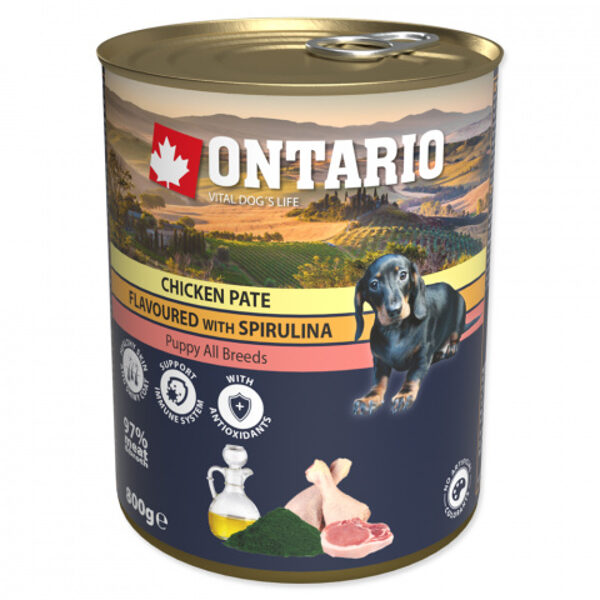 Ontario Puppy Chicken Pate, Spirulina and Salmon oil, 800 g