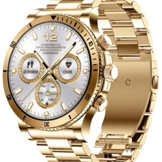 LIGE BD1BCAC48F2318GS LIGE New Unisex IP Gold Smart Watch with Metal Bracelet - Bluetooth Call - 1.53 Inch AMOLED HD Screen - IOS/Android