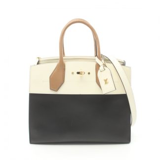 Louis Vuitton 27EE6ACD5C35A9GS Louis Vuitton City Steamer MM Handbag leather black off white Brown 2WAY