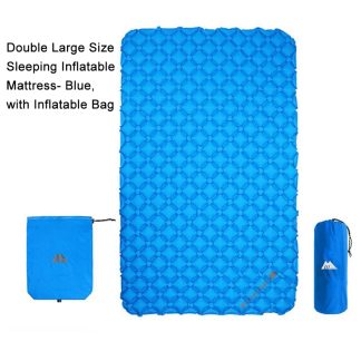 MasterTool A87BFHLD98FAFBGS Double Large Size Sleeping Inflatable Mattress- Blue, with Inflatable Bag