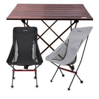 MasterTool AFC07HL16A8F4FGS Aluminium Camping Foldable Set(Black Chair*1+Gray Chair*1+Table*1)