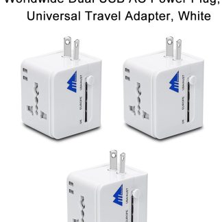 MasterTool 14C27ESFEAE65FGS (3 pcs) Worldwide Dual USB AC Power Plug Universal Travel Adapter