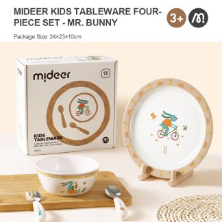 MiDeer DC179HL73D9A91GS Mideer Kids Tableware Mr & Mrs Rabbit Plate Bowl Fork & Spoon Set